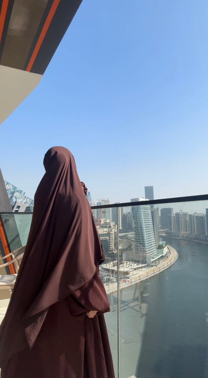 Chocolate brown jersey khimar