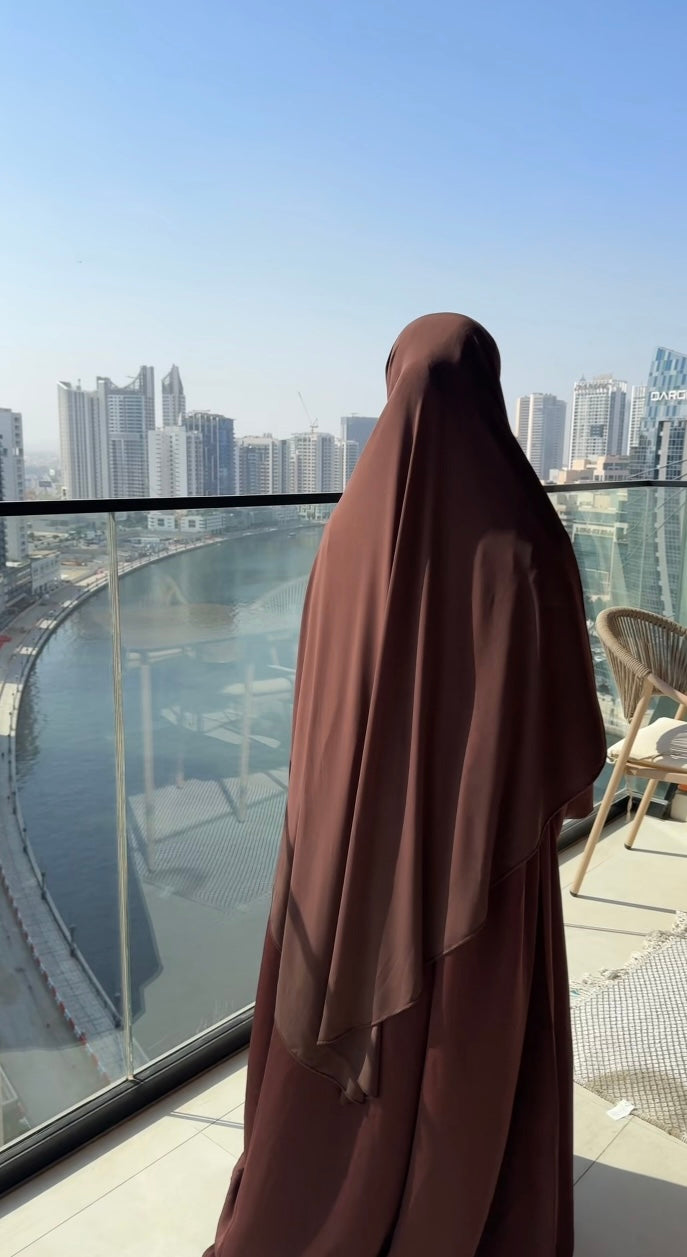 Chocolate brown jersey khimar
