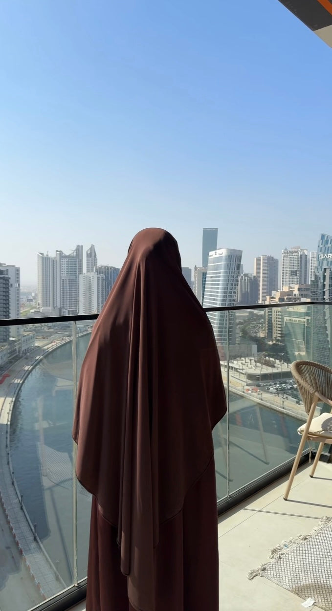 Chocolate brown jersey khimar