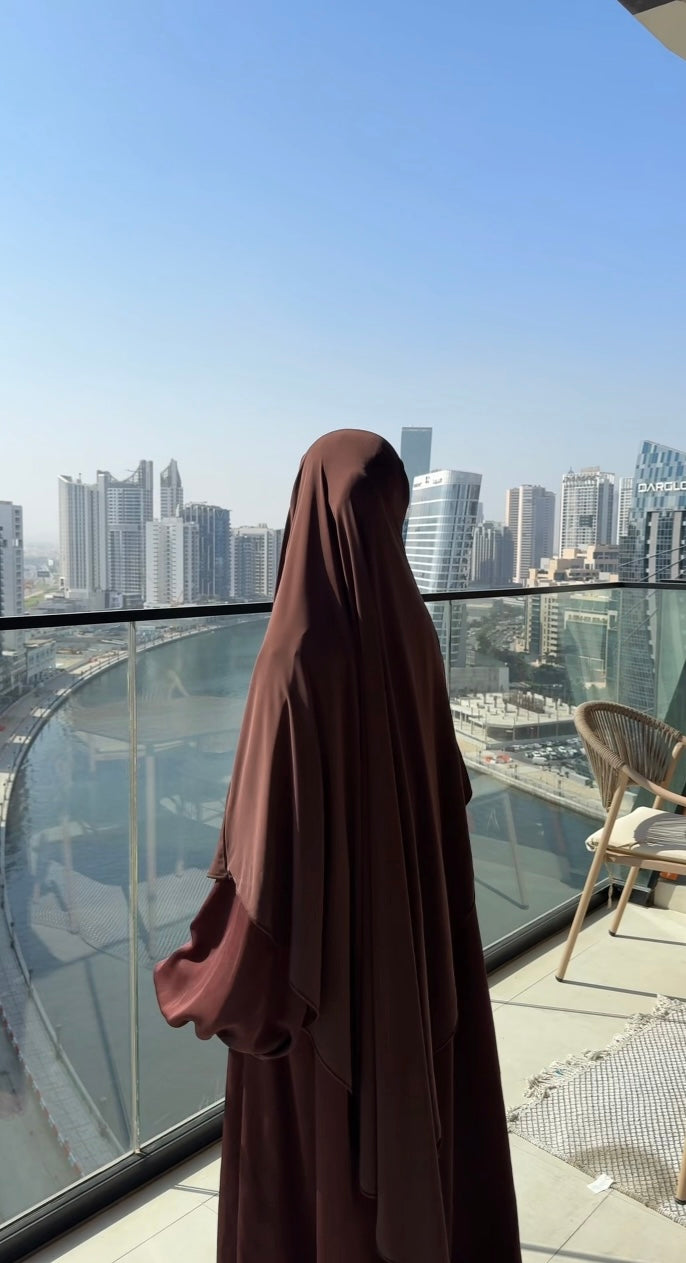 Chocolate brown jersey khimar