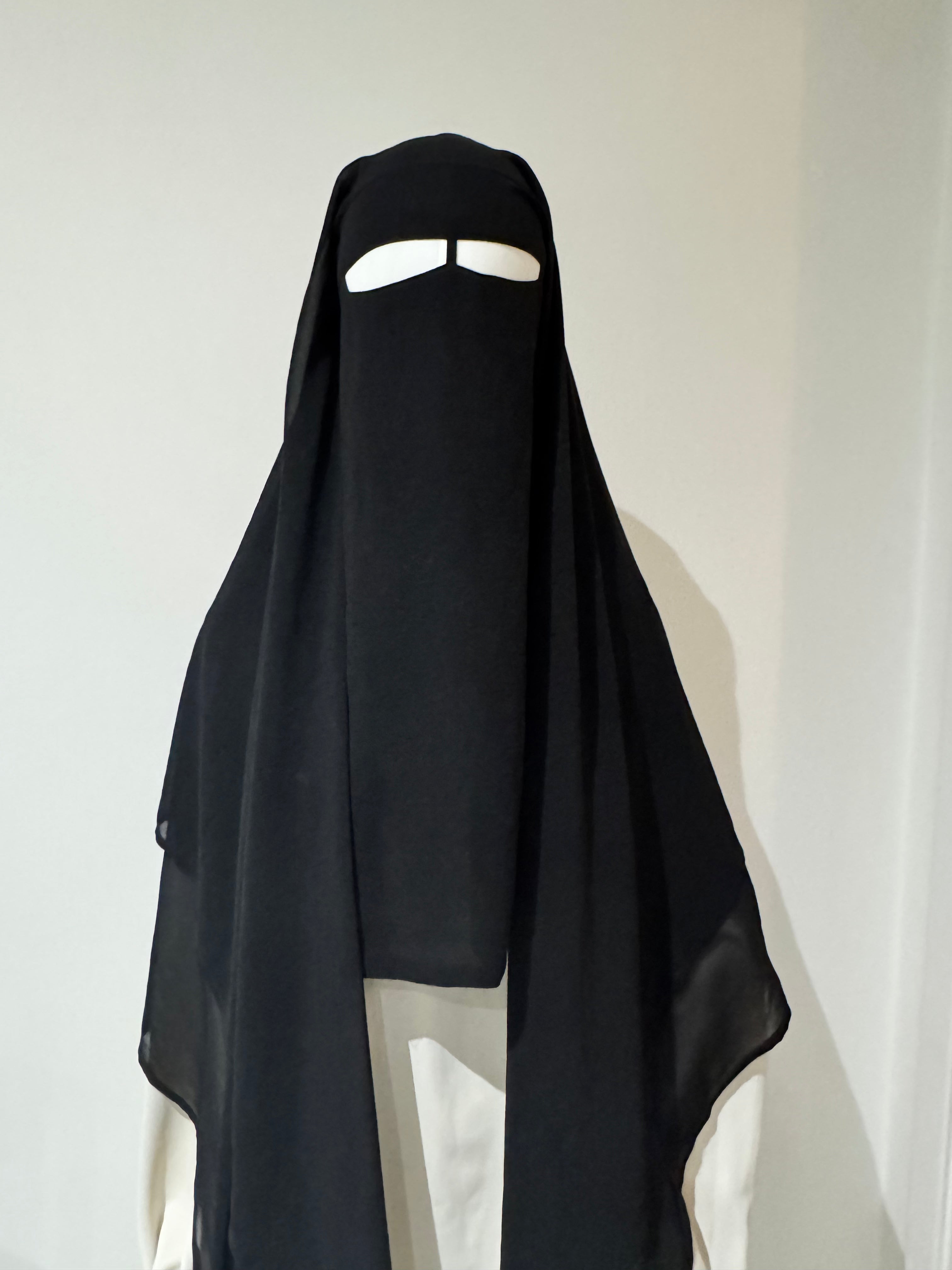 2 layered diamond Niqab ( Black )