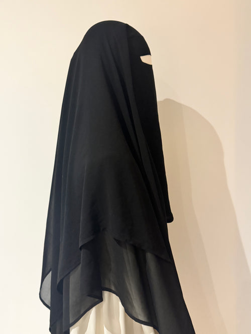 2 layered diamond Niqab ( Black )
