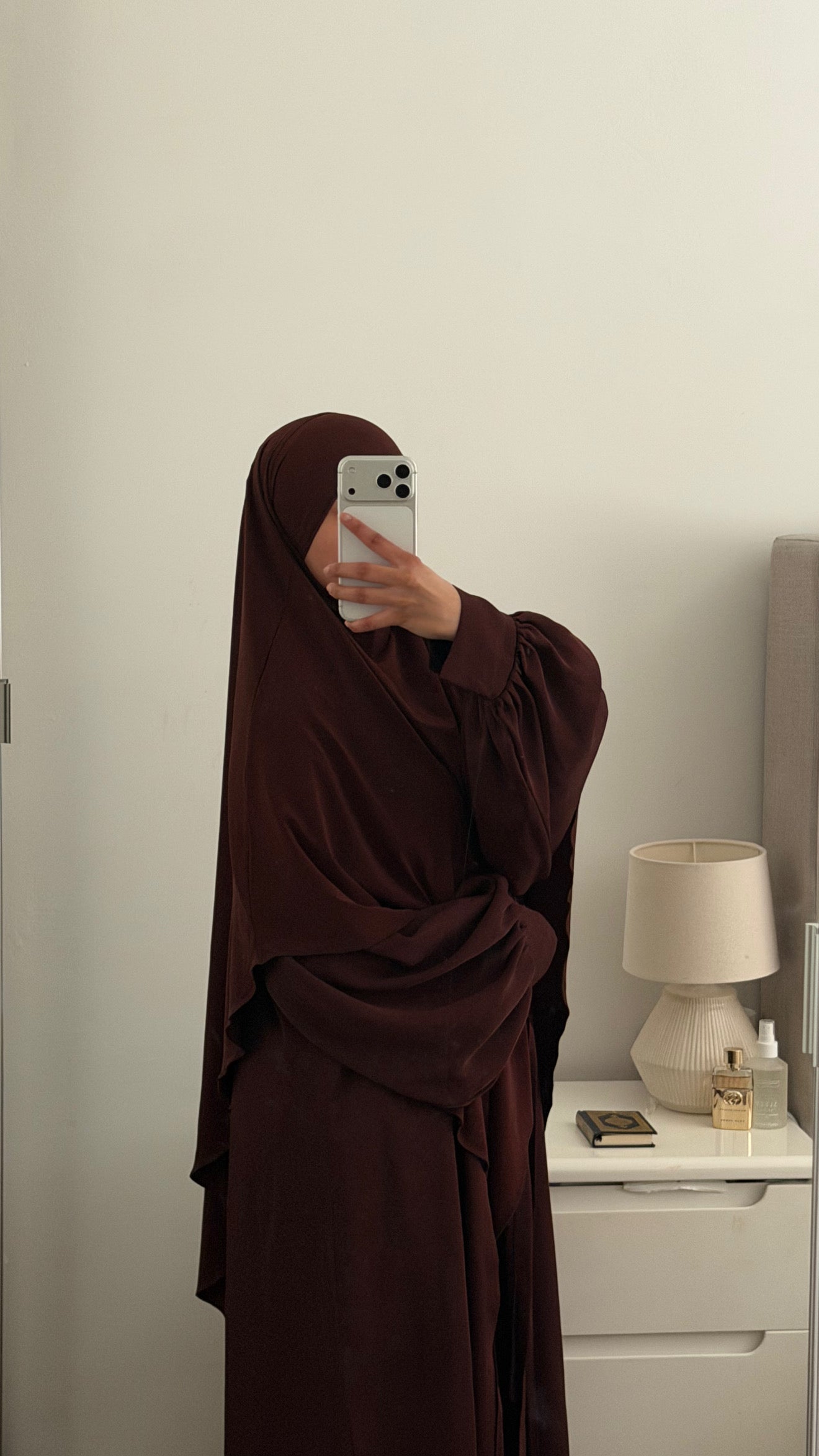 Dark brown jersey khimar