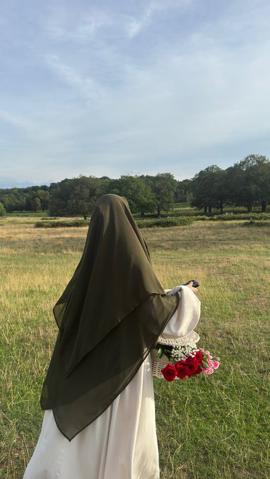 2 layered Diamond Niqab ( khaki green )