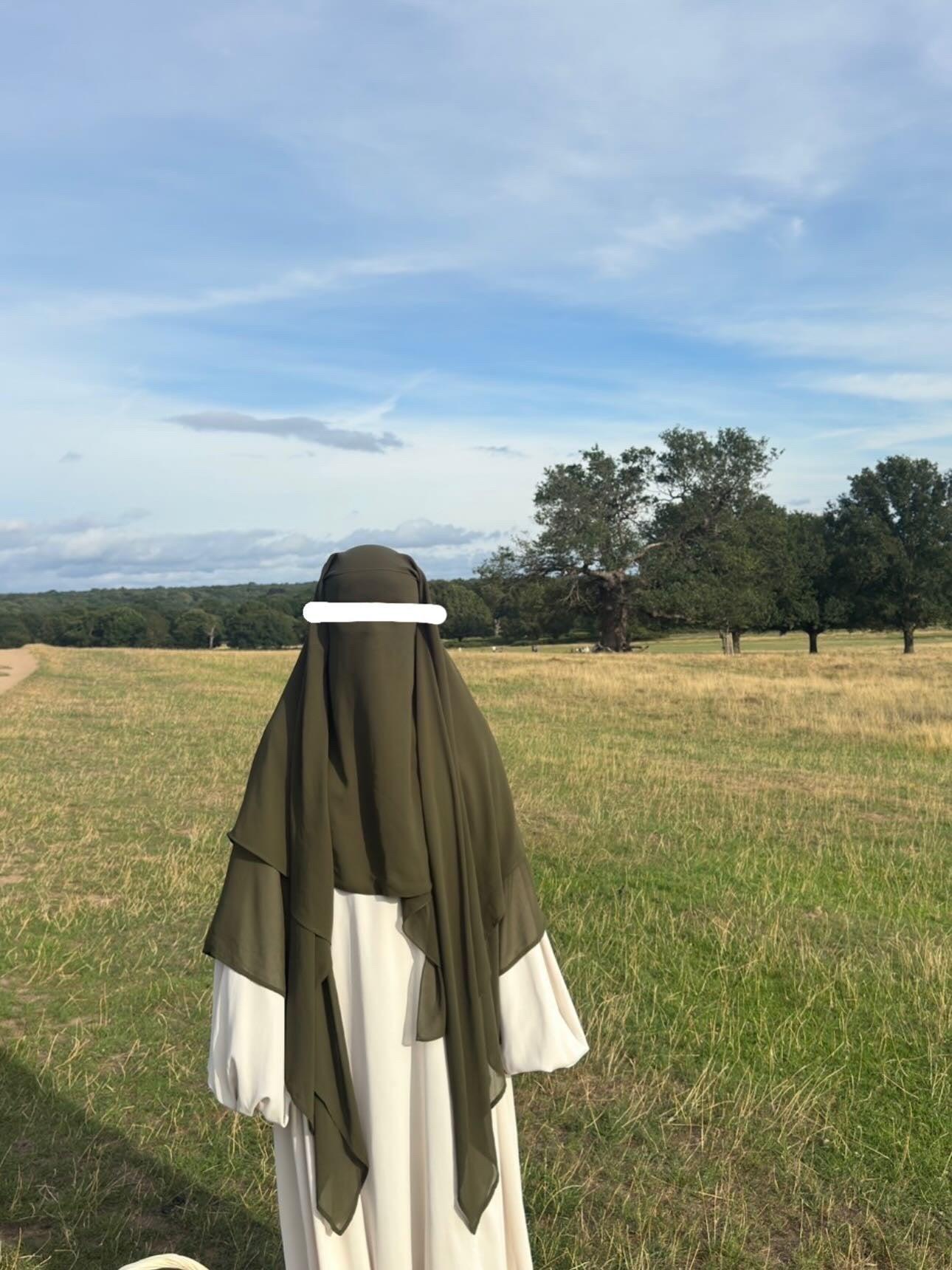 2 layered Diamond Niqab ( khaki green )